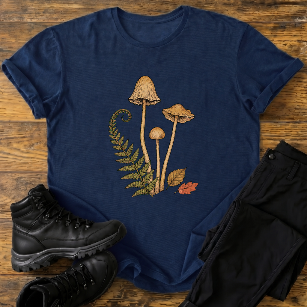 Herbstliche Waldpilze & Farn T-Shirt