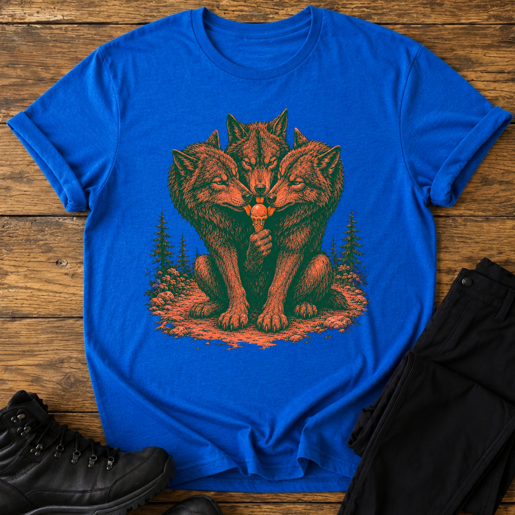 Drei Wölfe, ein Eis T-Shirt