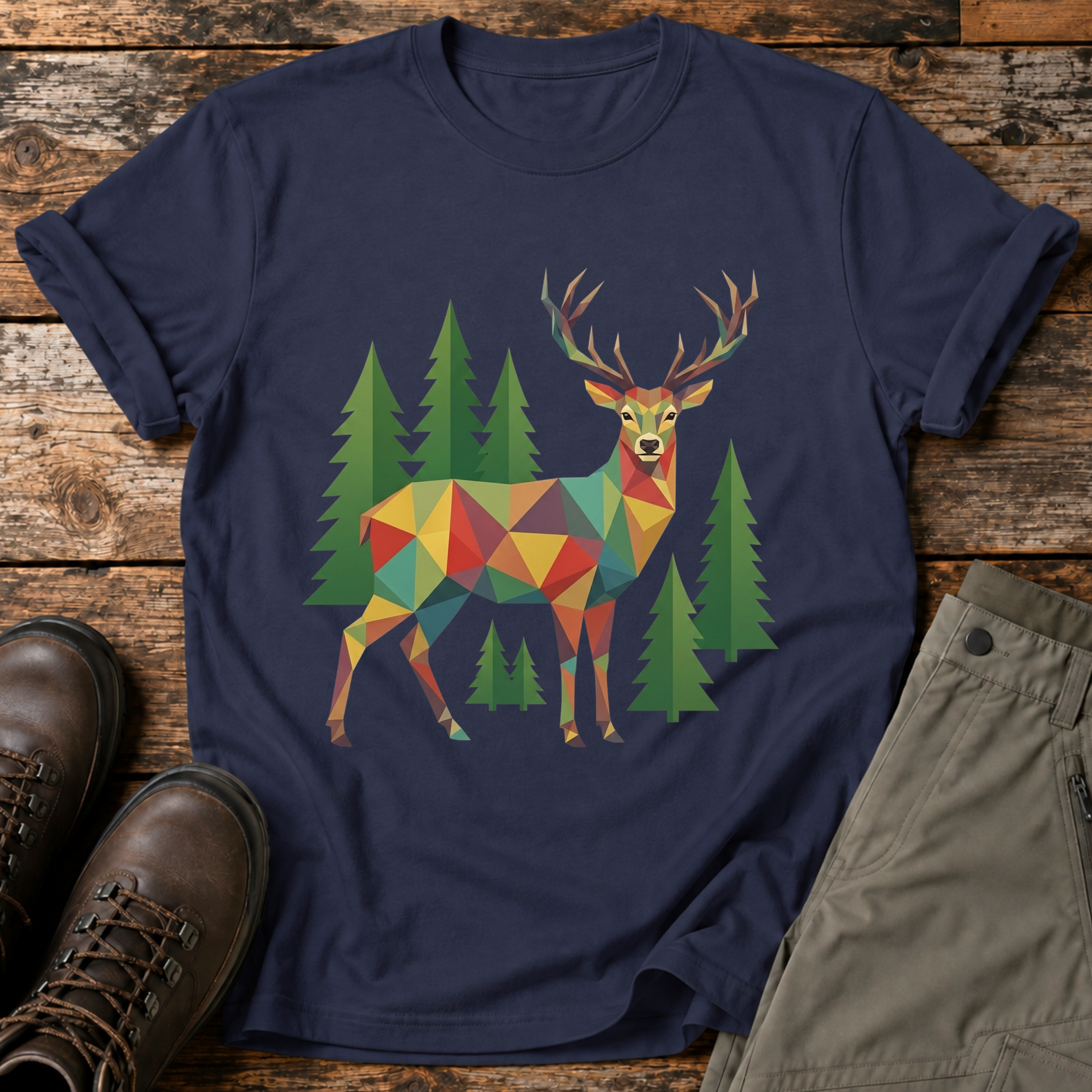 Poly Hirsch im Wald T-shirt