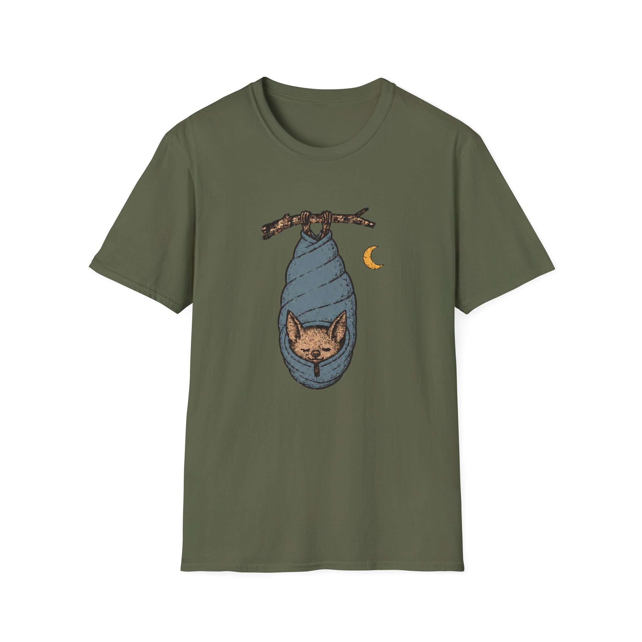 Fledermaus im Schlafsack – Gemütliche Nachtschicht T-Shirt
