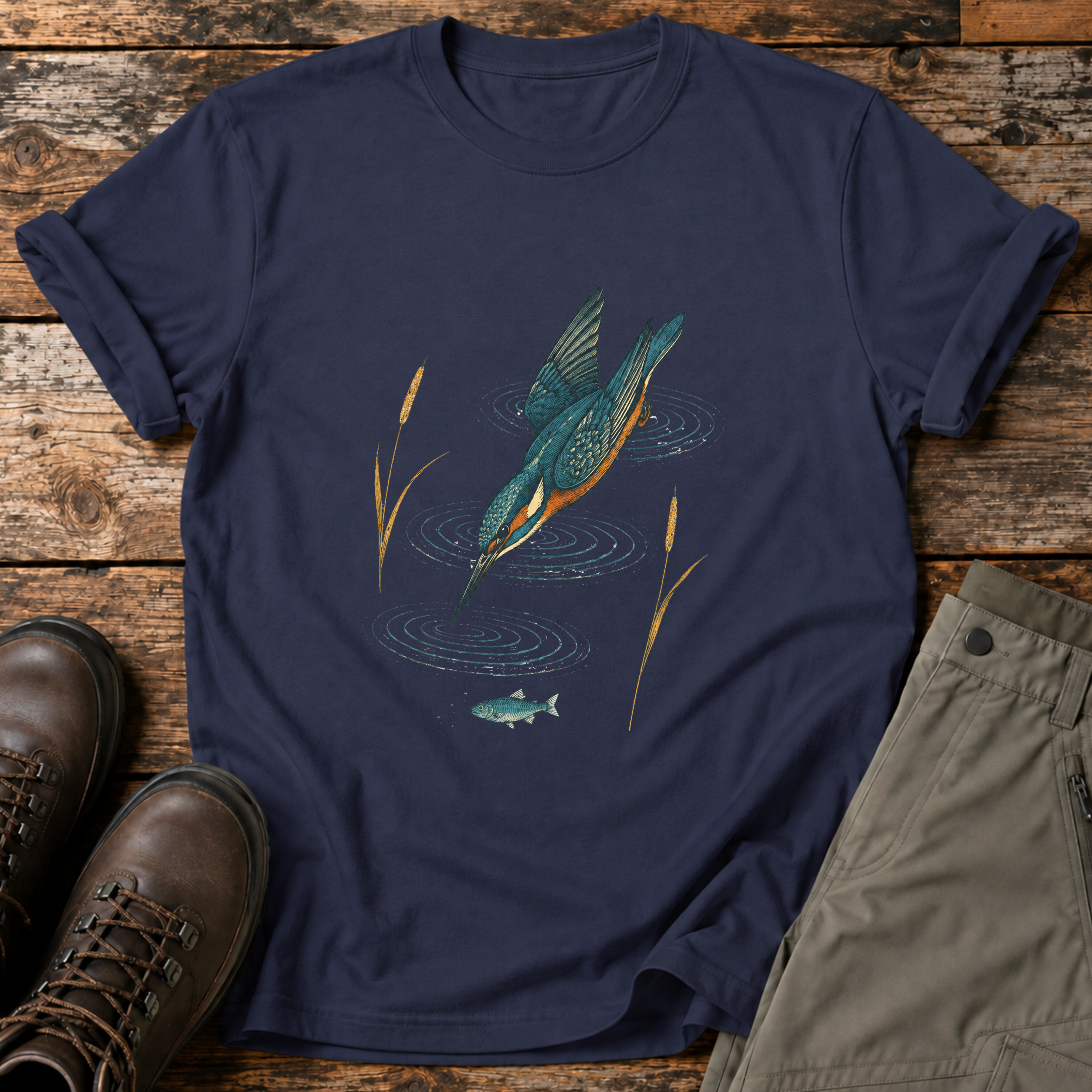 Eisvogel beim Sturzflug T-shirt