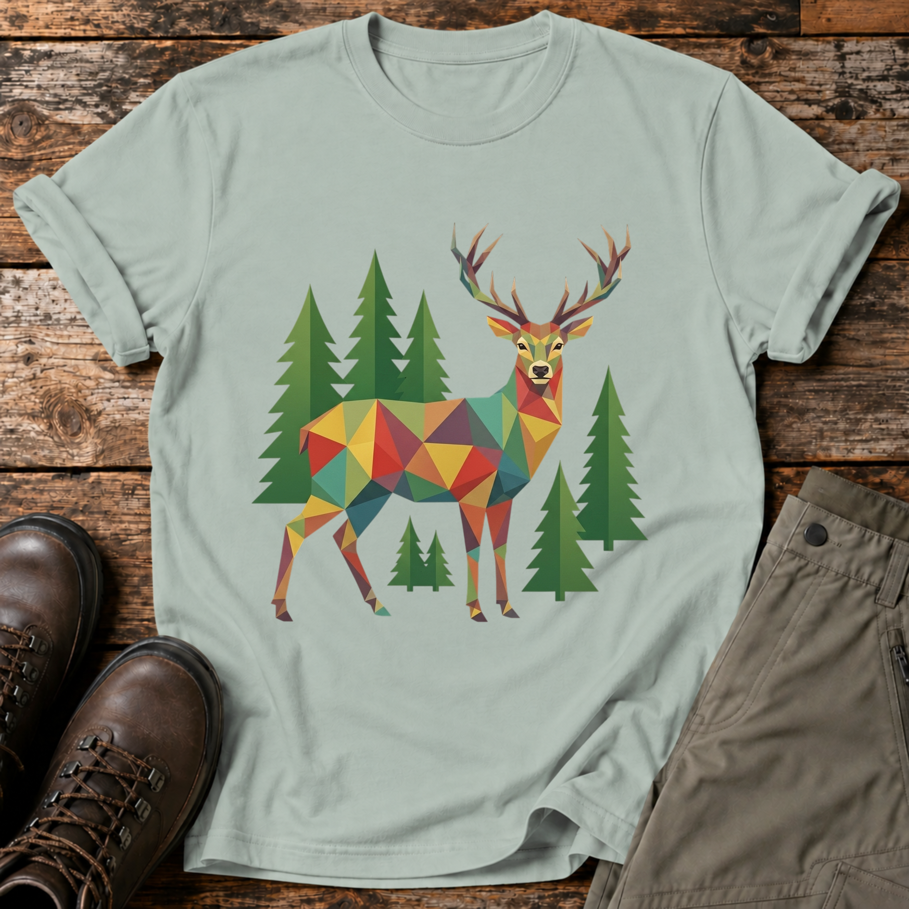 Poly Hirsch im Wald T-shirt