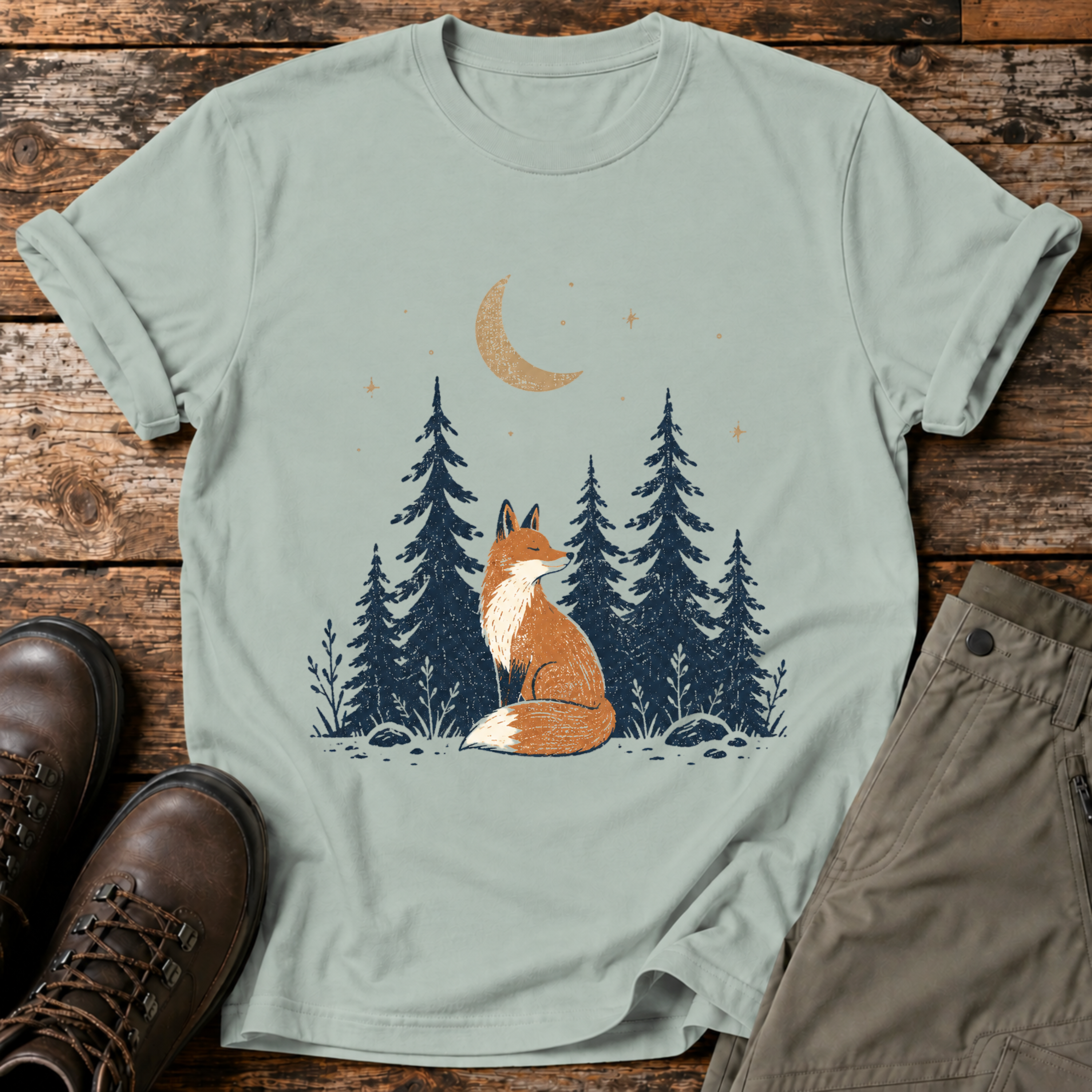 Mondnacht-Fuchs T-shirt
