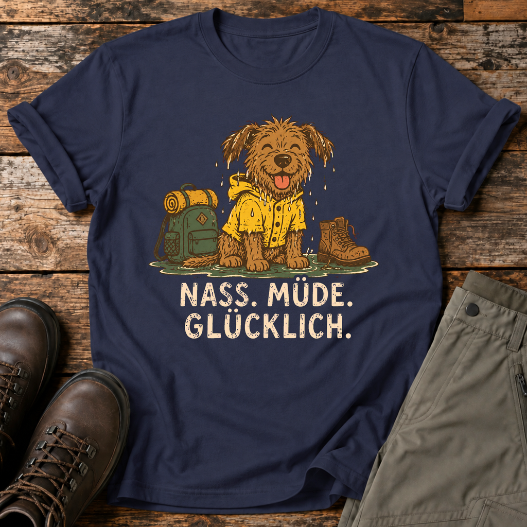 Nass. Müde. Glücklich. T-shirt