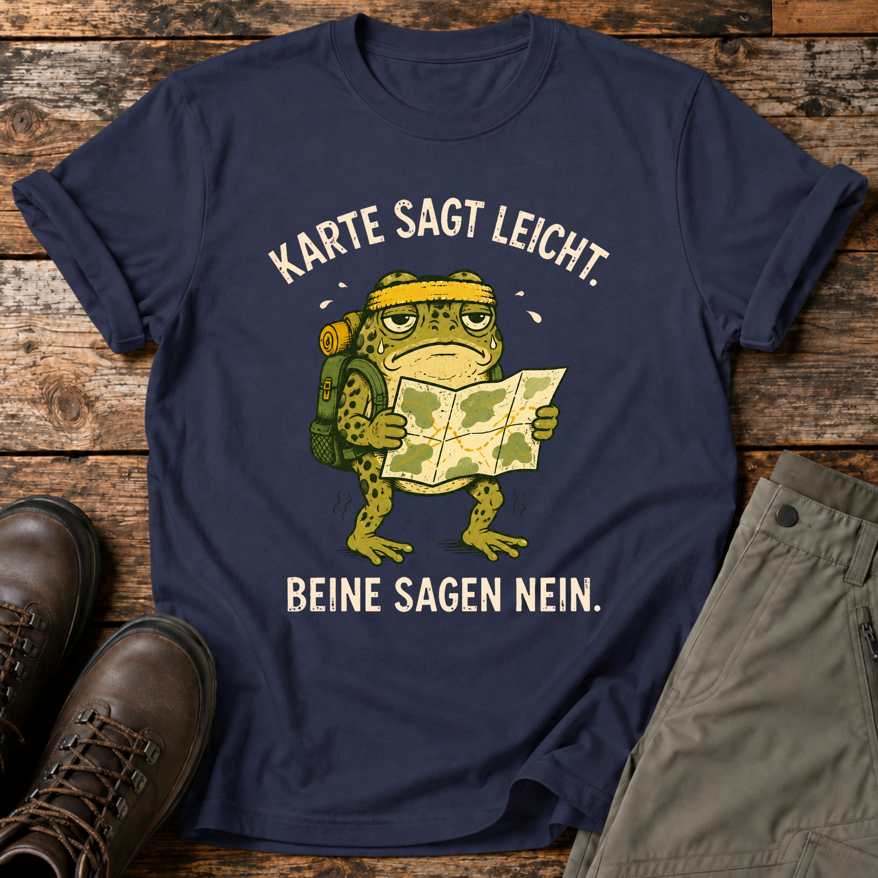 Karte sagt leicht. Beine sagen nein. T-shirt