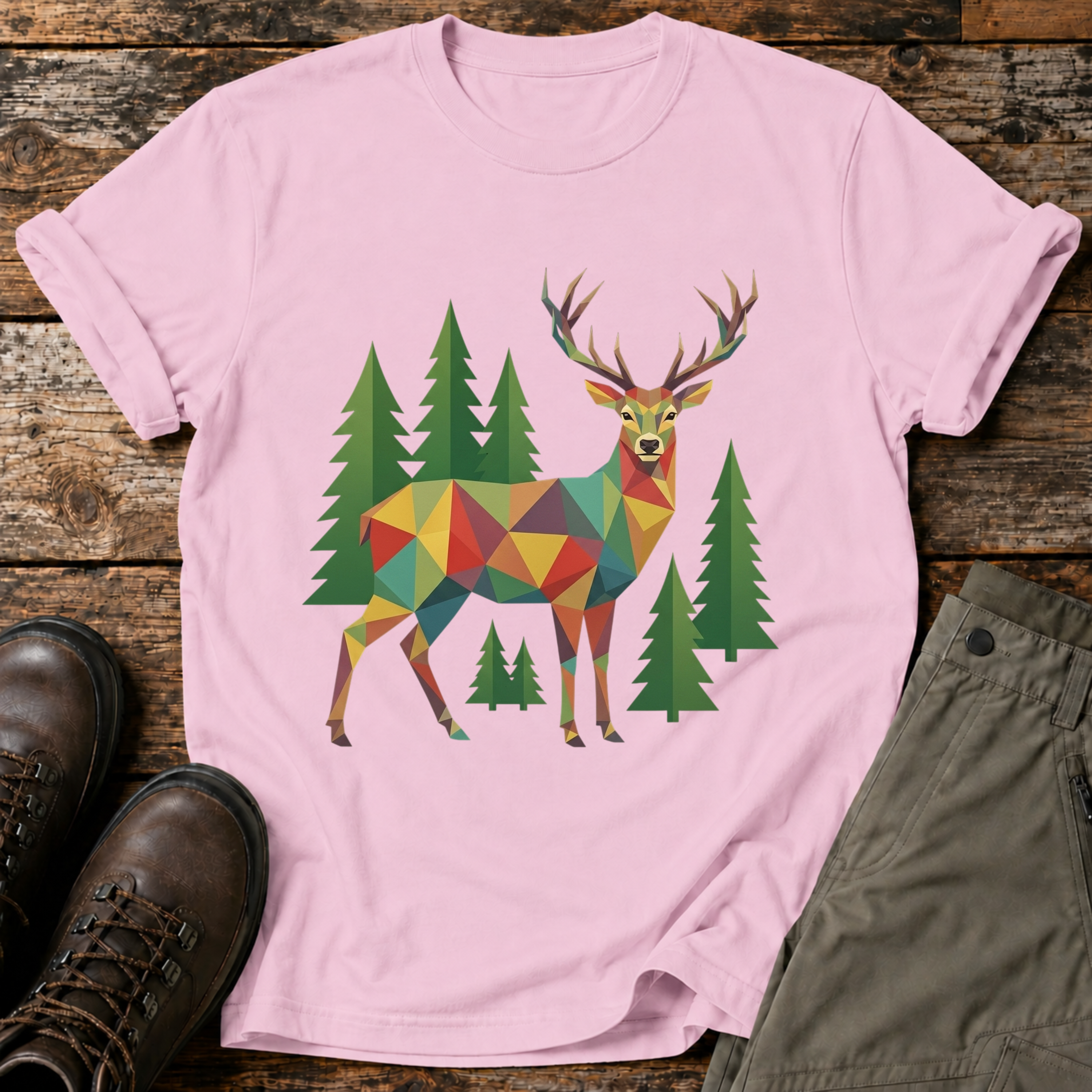 Poly Hirsch im Wald T-shirt